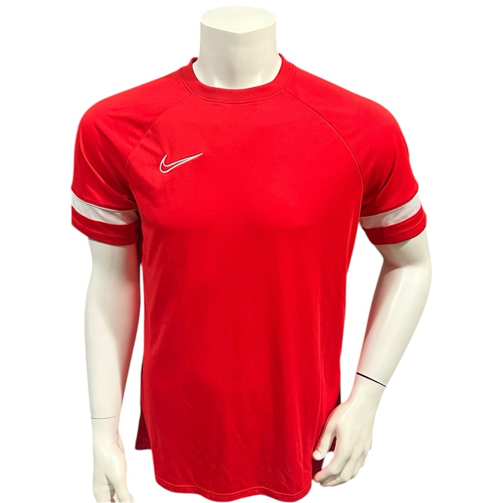 Nike Men’s Athletic T-Shirt Red White Logo Short Sleeve Dri-Fit L